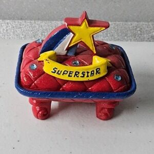 Claire's Trinket Box Kids OS Red Superstar Shooting Star Quilted‎ Y2K 2002
